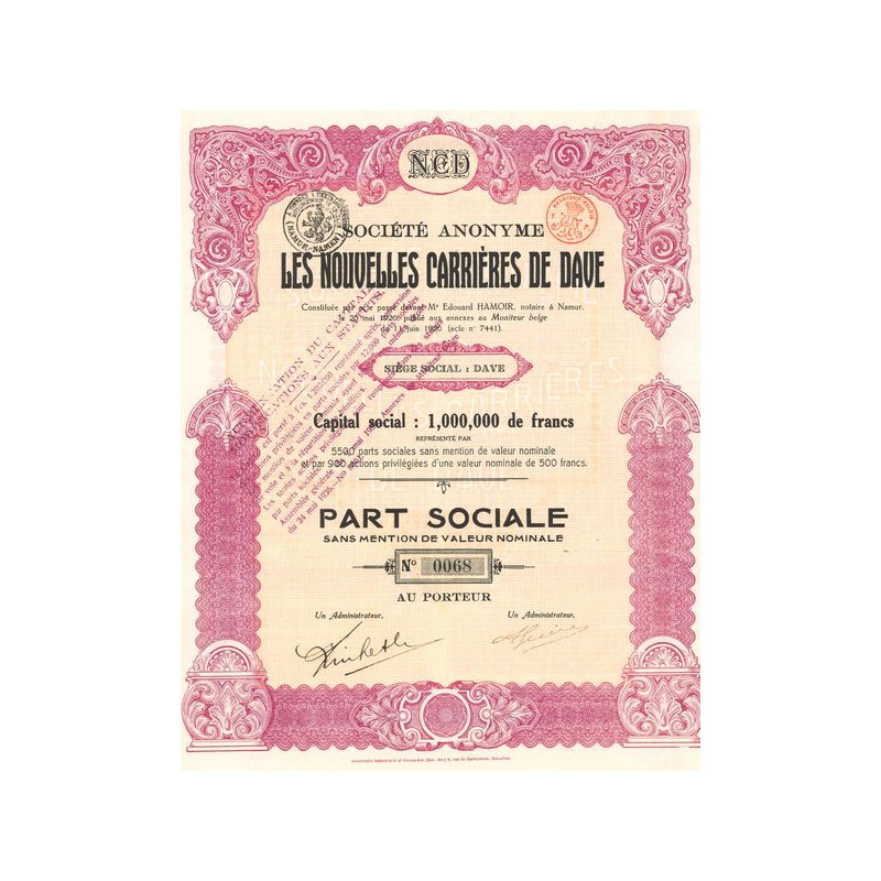 S.A. Les Nouvelles Carrières de Dave (Part Sociale)