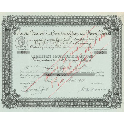 Sté Nouvelle des Carrières de Granit du Massif Central (Titre 300 Act 500 F Nomin)