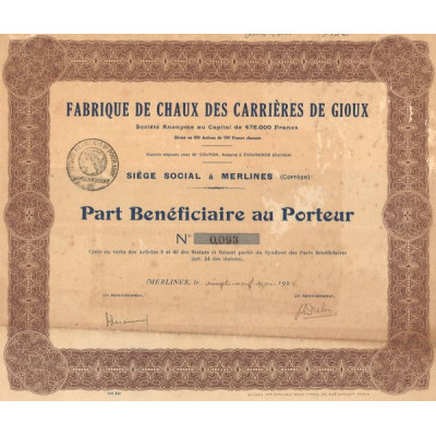 Fabrique de Chaux des Carrières de Gioux (PB)