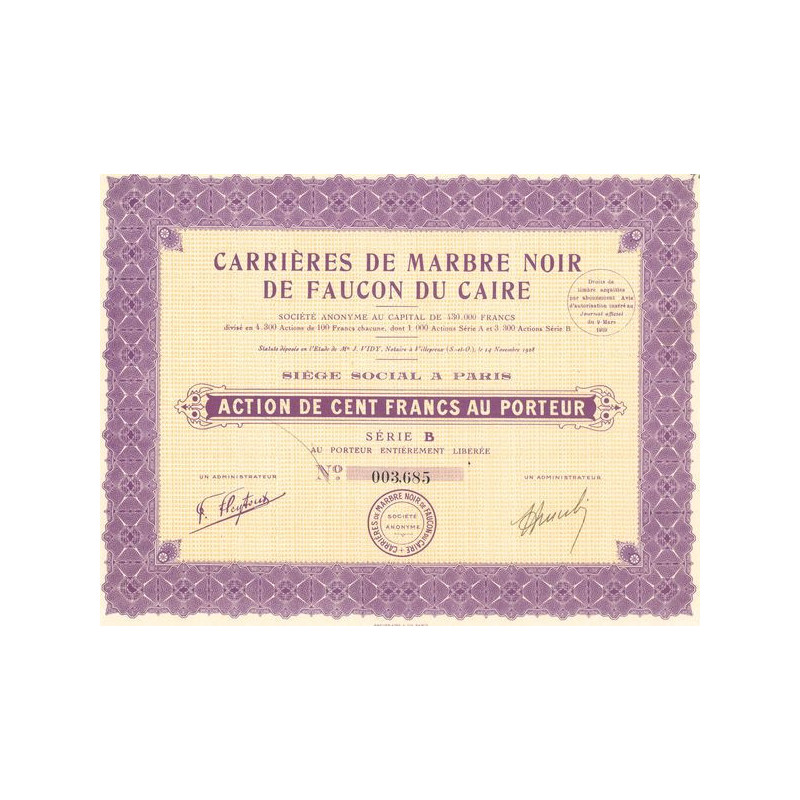 Carrières de Marbre Noir de Faucon du Caire (Act 100 F)