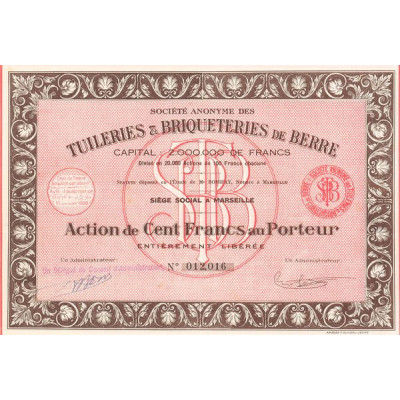 S.A. des Tuileries & Briqueteries de Berre (Act 100 F)