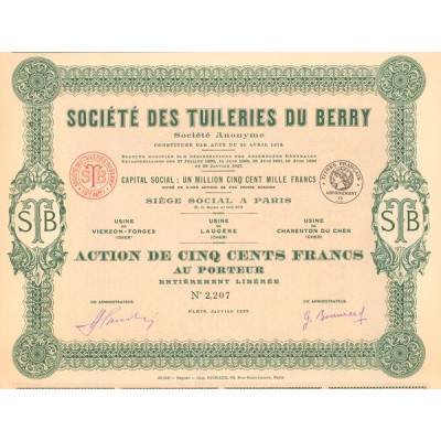 Sté des Tuileries du Berry (Act 500 F)