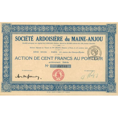 Sté Ardoisières du Maine-Anjou (Act 100 F)