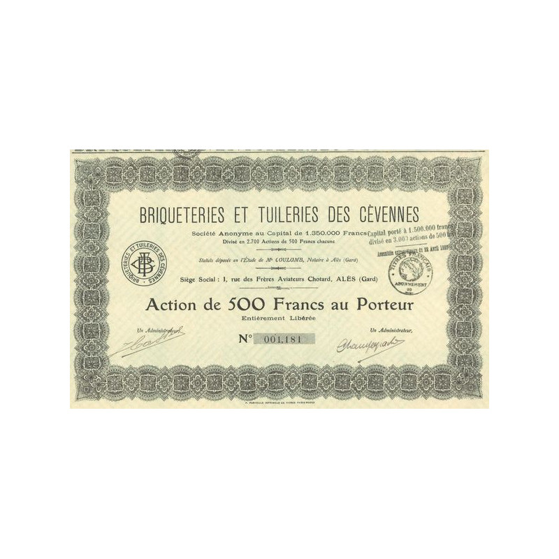 Briqueteries et Tuileries des Cévennes (Act 500 F)