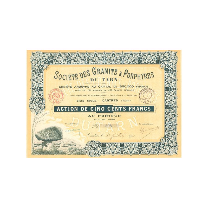 Sté des Granits & Porphyres du Tarn (Act 500 F)