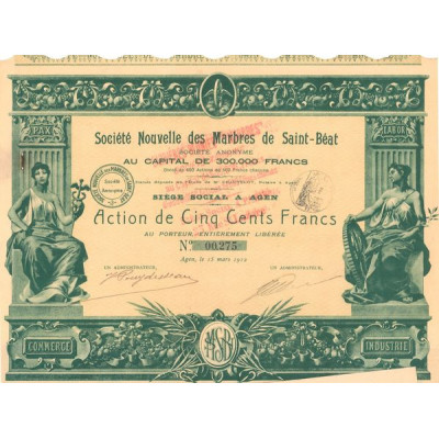 Sté Nouvelle des Marbres de Saint-Béat (Act 500 F)