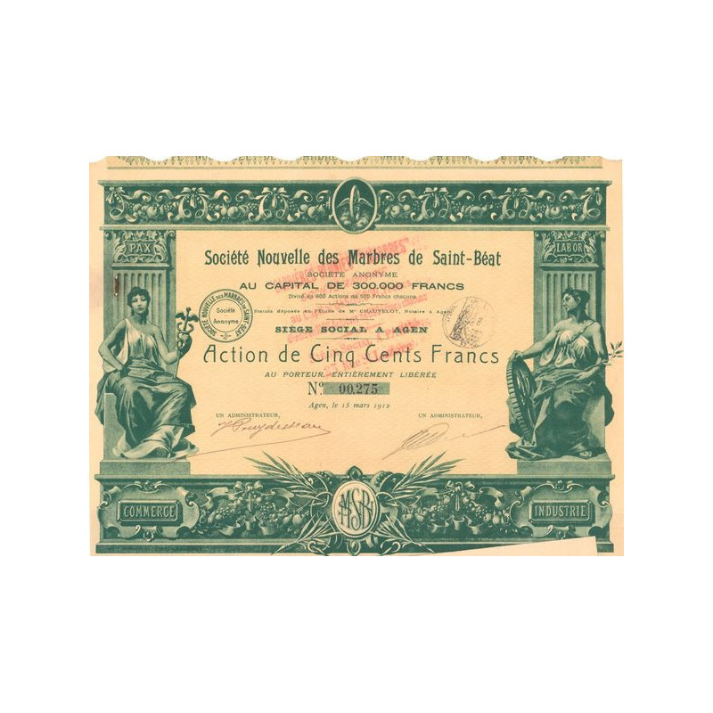 Sté Nouvelle des Marbres de Saint-Béat (Act 500 F)