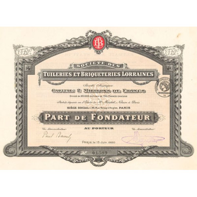 Sté des Tuileries et Briqueteries Lorraines (PF)