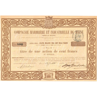 Cie Marbrière et Industrielle du Maine (Titre 01 Act 100 F)