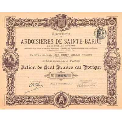 Sté des Ardoisières de Sainte-Barbe (Act 100 F)