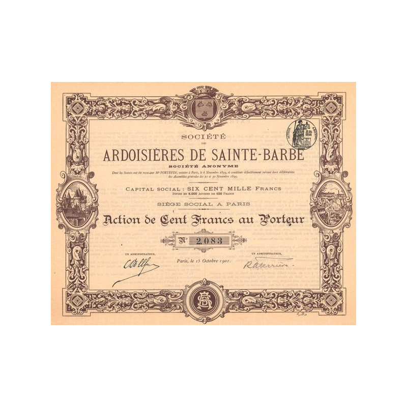 Sté des Ardoisières de Sainte-Barbe (Act 100 F)