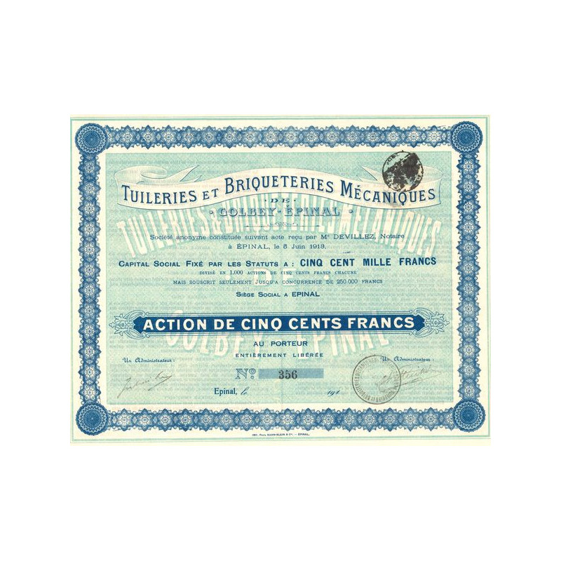 Tuileries et Briqueteries Mécaniques de Golbey-Epinal (Act 500 F)
