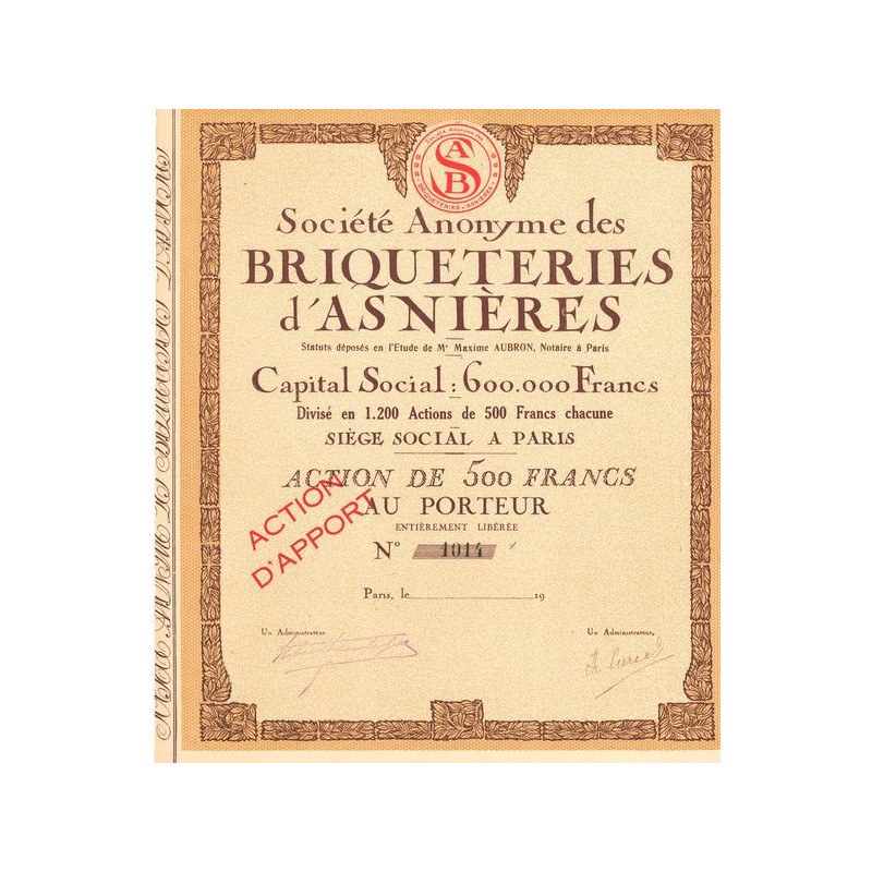 S.A. des Briqueteries d'Asnières (Act 500 F)