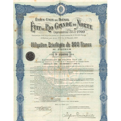 Etats-Unis du Brésil - Etat de Rio Grande do Norte (Obl Priv 500 F)