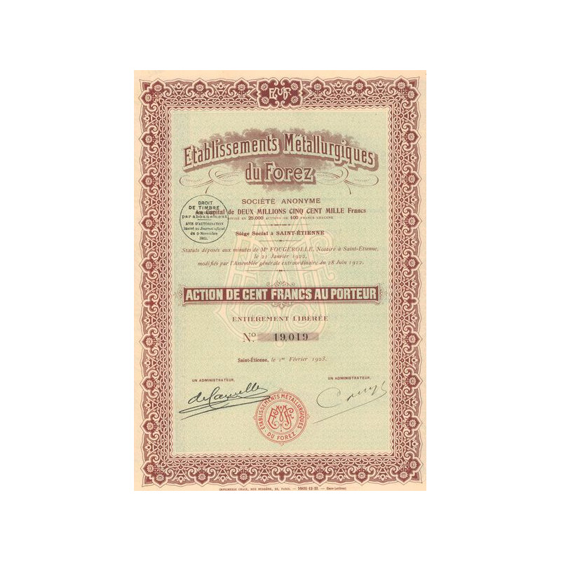 Ets Métallurgiques du Forez (Act 100 F)