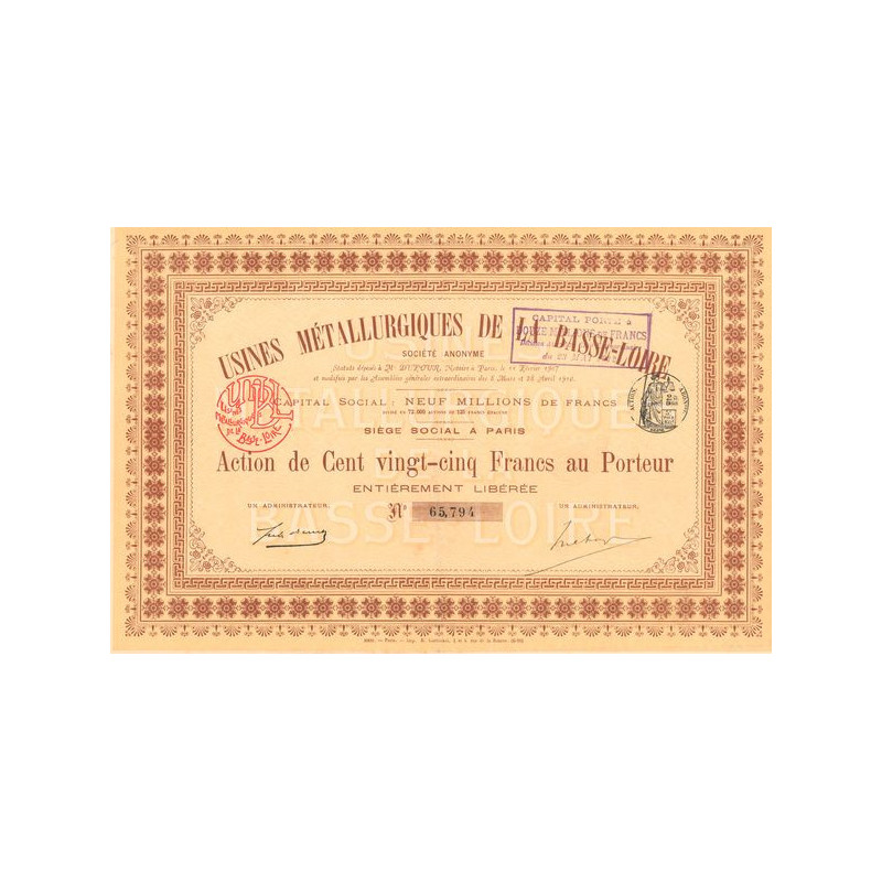 Usines Métallurgiques de la Basse-Loire (Act 125 F)(1910)