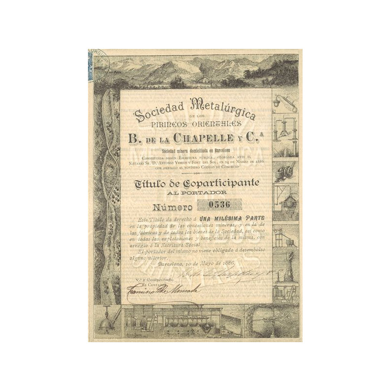 Sociedad Metalurgica de Los Pirineos Orientales - B. de la Chapelle y Cia (Titulo 01 Act)