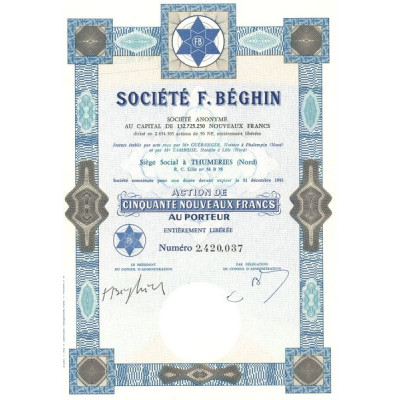 Sté F. Béghin (Act 50 NF)