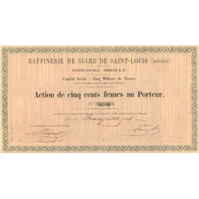 Sté des Raffineries de Sucre de Saint-Louis (Marseille) - Emsens & Cie (Act 500 F)