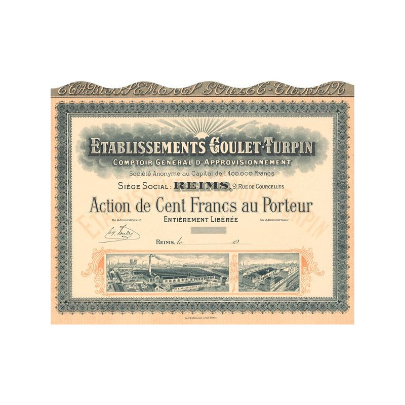 Ets Goulet-Turpin Comptoir Général d'Appovisionnement (Blanquette)(Act 100 F)
