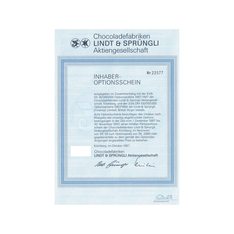 Chocoladefabriken Lindt & Sprüngli Aktigesellschaft (Act 50 F)