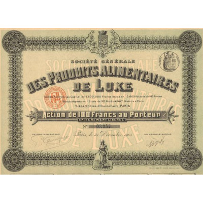 Sté Gale des Produits Alimentaires de Luxe (Act 100 F)
