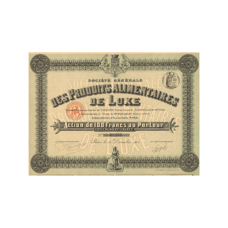 Sté Gale des Produits Alimentaires de Luxe (Act 100 F)