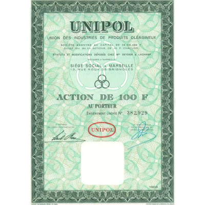 Unipol - Union des Industries de Produits Oléagineux (Act 100 F)