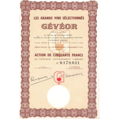 Les Grands Vins Sélectionnés Gévéor (Act 50 F)