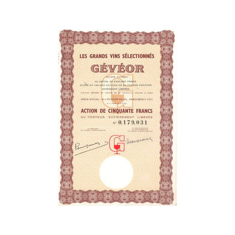 Les Grands Vins Sélectionnés Gévéor (Act 50 F)