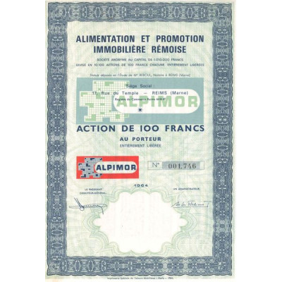 Alimentation et Promotion Immobilière Rémoise ALPIMOR (Act 100 F)