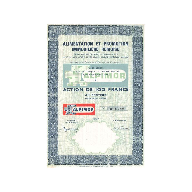 Alimentation et Promotion Immobilière Rémoise ALPIMOR (Act 100 F)