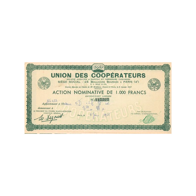 Union des Coopérateurs (Act Nomin 1000 F)