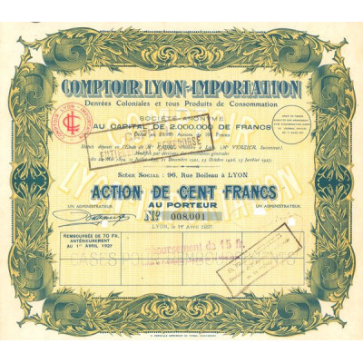 Comptoir Lyon-Importation - Denrées Coloniales et tous Produits de Consommation (Act 100 F)