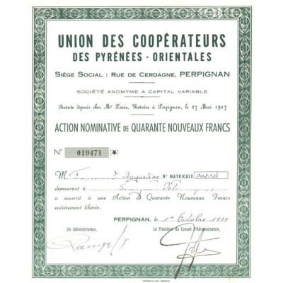 Union des Coopérateurs des Pyrénées-Orientales (Act Nomin 40 NF)