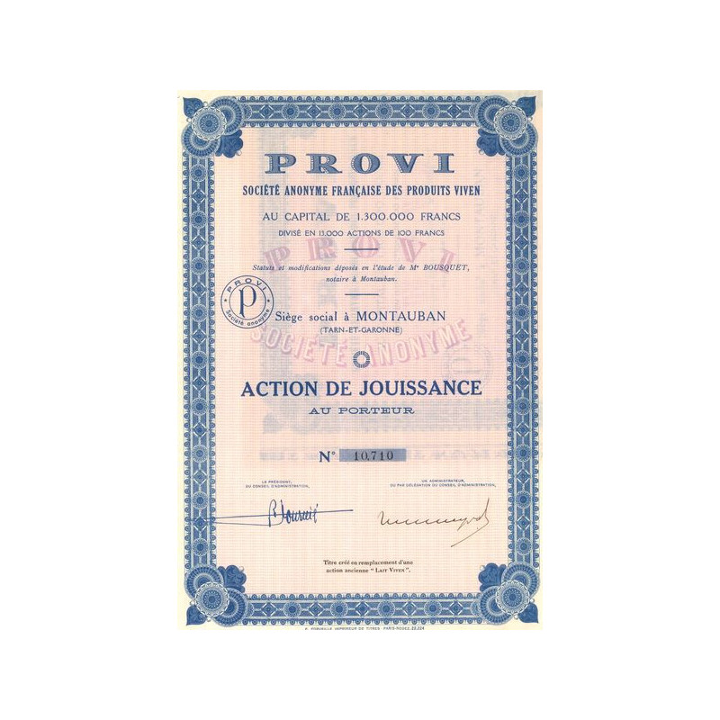Provi S.A. Française des Produits Viven (Act Jouissance)