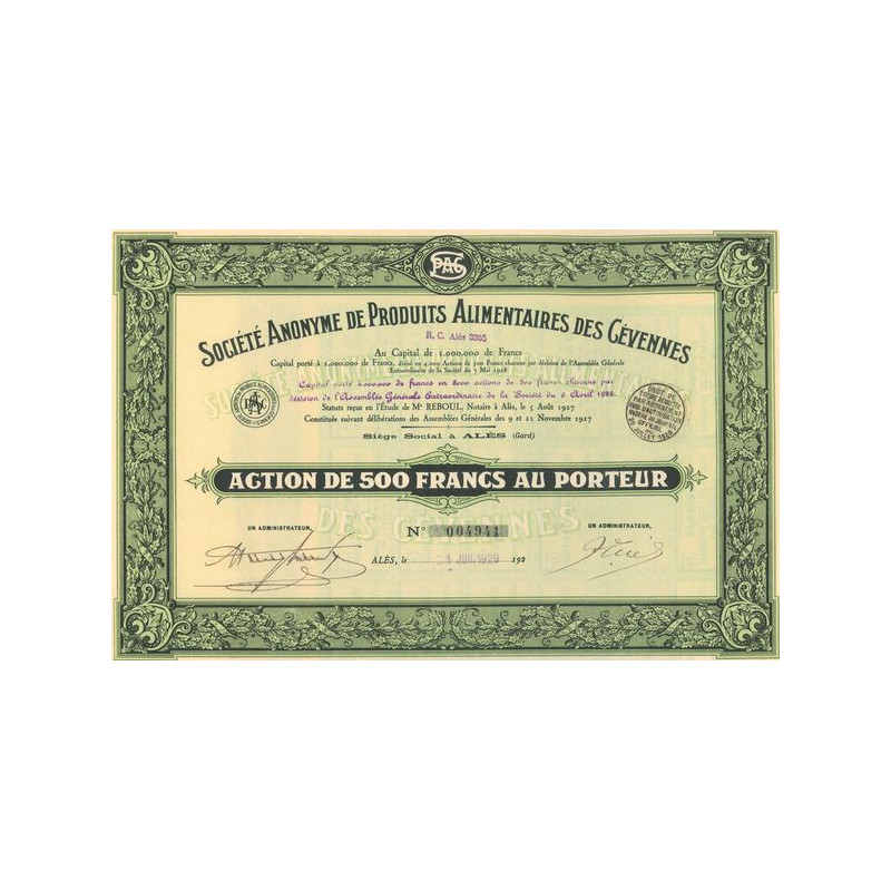 S.A. de Produits Alimentaires des Cévennes (Act 500 F)