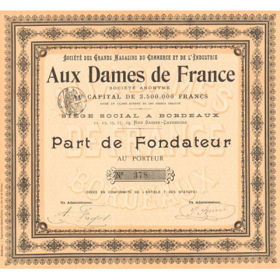 Sté des Grands Magasins du Commerce et de l'Industrie - Aux Dames de France (PF)