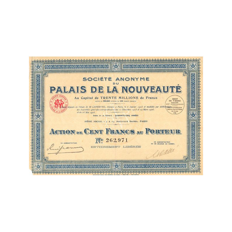 S.A. du Palais de la Nouveauté (Act 100 F)