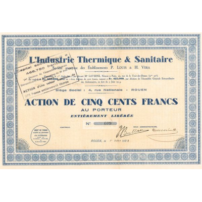 L'Industrie Thermique & Sanitaire S.A. des Ets P. Louis & H. Vera (Act 500 F)