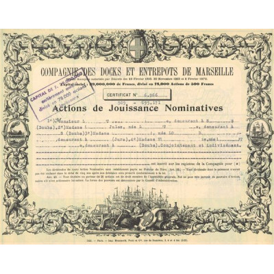 Cie des Docks et Entrepots de Marseille (Act Joussiance)