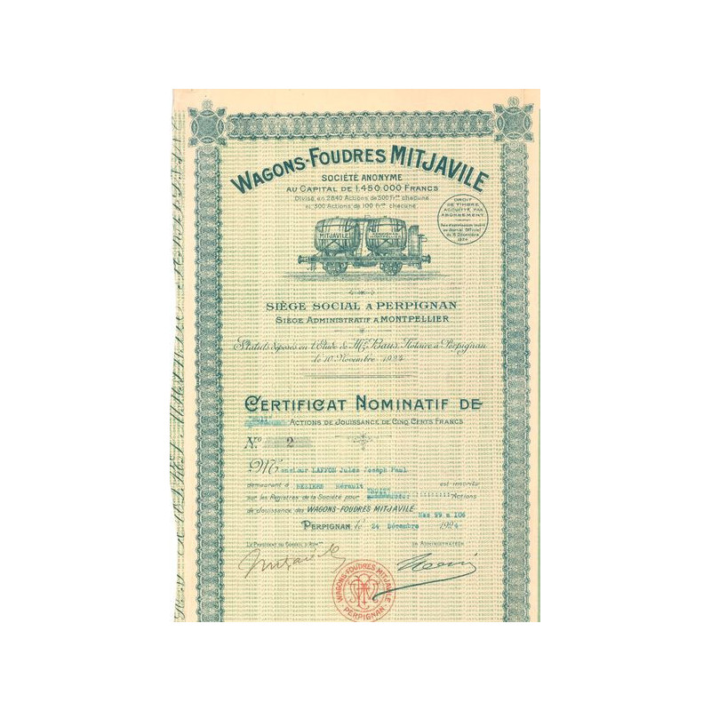 Wagons-Foudres Mitjaville (Certif nomin)