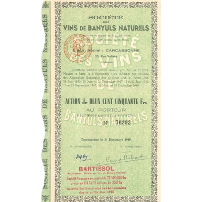 Sté des Vins de Banyuls Naturels (Act 250 F)