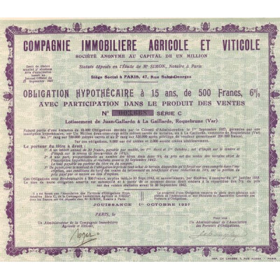 Cie Immobiliere Agricole et Viticole (Obl 500 F 6%)