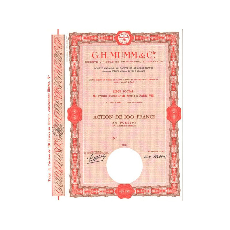 G. H. Mumm & Cie - Sté Vinicole de Champagne Successeur (blanquette) (Act 100 F)