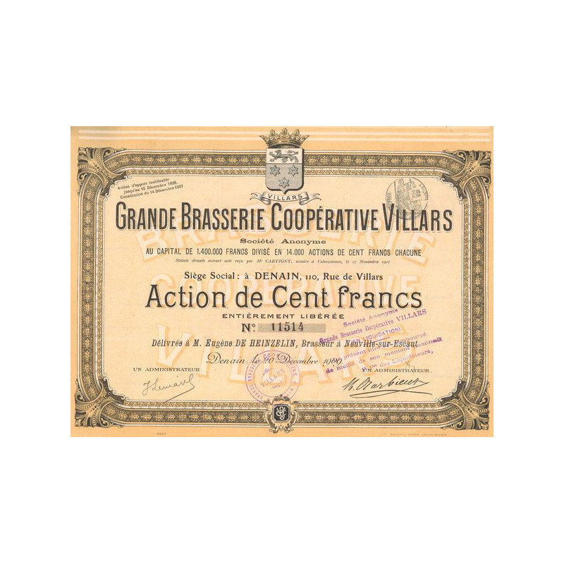 Grande Brasserie Coopérative Villars (Act 100 F)