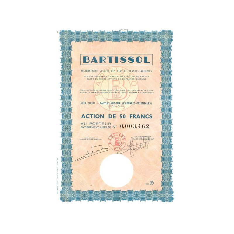 Bartissol - Anc Société des Vins de Banyuls Naturels(Act 50 F)