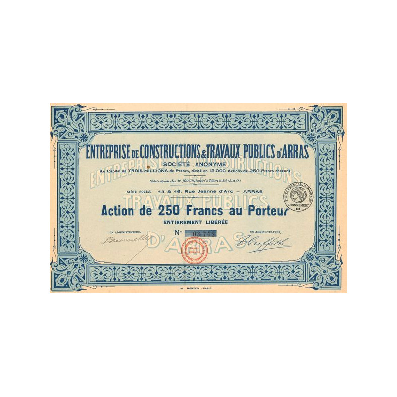 Entreprise de Constructions & Travaux Publics d'Arras (Act 250 F)