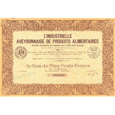 L'Industrie Aveyronnaise de Produits Alimentaires (Act 500 F)