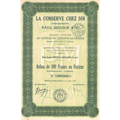 La Conserve Chez Soi - Ets Paul Mougin & Cie (Act 100 F)